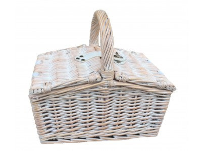 Basket, SMALL WHITE DOUBLE LIDDED HAMPER