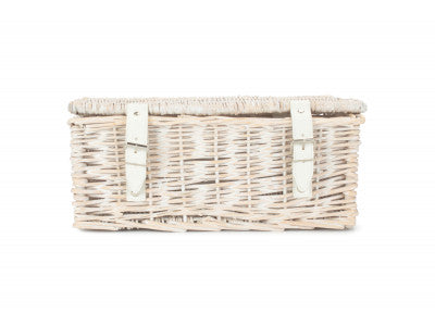 Basket, 14 inch EMPTY WICKER HAMPER BASKET - WHITE WASH - UNLINED