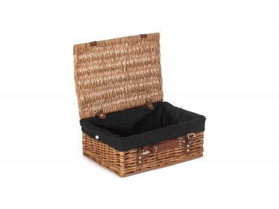 "Basket, 14" LIGHT STEAMED HAMPER with BLACK LINING"
