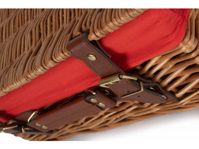 "Basket, 14" LIGHT STEAMED HAMPER with RED LINING"