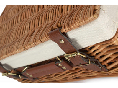 "Basket, 14" LIGHT STEAMED HAMPER with WHITE LINING"