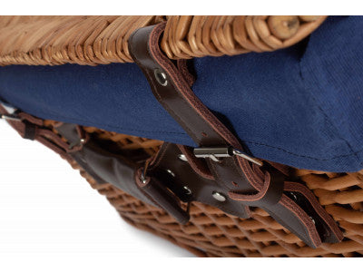 "Basket, 22" DOUBLE STEAMED HAMPER with NAVY BLUE LINING"