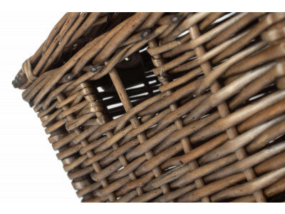 Basket, 14 inch EMPTY WICKER HAMPER BASKET - ANTIQUE WASH - UNLINED