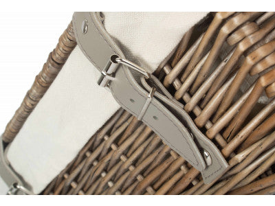 Basket, 14 inch EMPTY WICKER HAMPER BASKET - ANTIQUE WASH - WHITE LINING