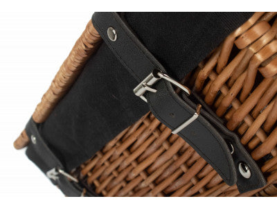 Basket, 14 inch EMPTY WICKER HAMPER BASKET - DOUBLE STEAMED - BLACK LINING