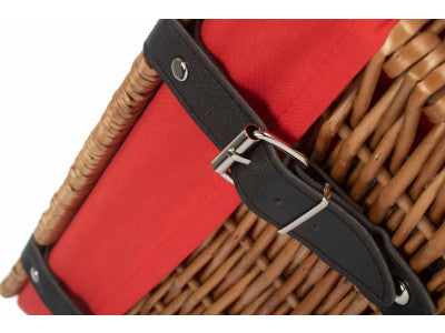 Basket, 14 inch EMPTY WICKER HAMPER BASKET - DOUBLE STEAMED - RED LINING