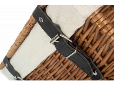 Basket, 14 inch EMPTY WICKER HAMPER BASKET - DOUBLE STEAMED - WHITE LINING