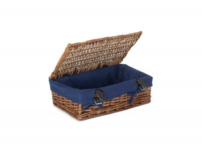 "Basket, 15" PACKAGING HAMPER with NAVY BLUE LINING "