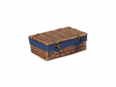 "Basket, 15" PACKAGING HAMPER with NAVY BLUE LINING "