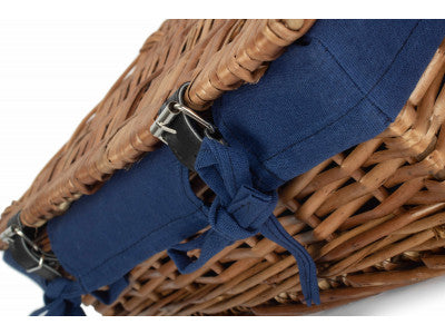 "Basket, 15" PACKAGING HAMPER with NAVY BLUE LINING "
