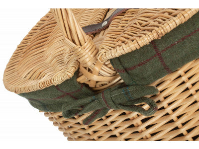 Basket, BUFF OVAL PICNIC BASKET with GREEN TWEED LINING