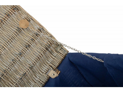 "Basket, 22" ANTIQUE WASH HAMPER with NAVY BLUE LINING"