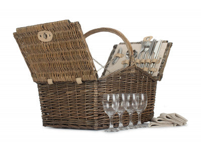 Basket, DOUBLE LIDDED 4 PERSON PICNIC HAMPER