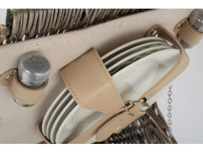 Basket, DOUBLE LIDDED 4 PERSON PICNIC HAMPER