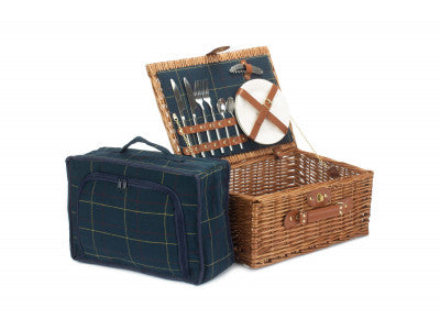 Basket, 2 PERSON BLUE TWEED HAMPER