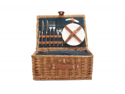 Basket, 2 PERSON BLUE TWEED HAMPER