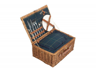 Basket, 2 PERSON BLUE TWEED HAMPER