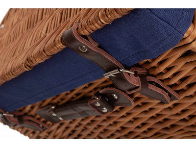 "Basket, 20" DOUBLE STEAMED HAMPER with NAVY BLUE LINING"