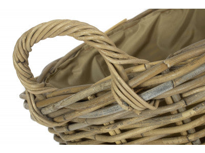Basket, ROUND GREY RATTAN LOG BASKET with CORDURA LINING