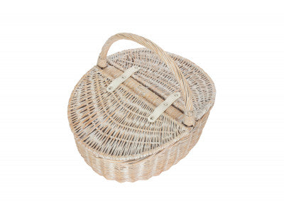 Basket, WHITE WASH FINISH OVAL PICNIC - UNLINED