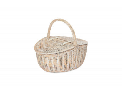 Basket, WHITE WASH FINISH OVAL PICNIC - UNLINED