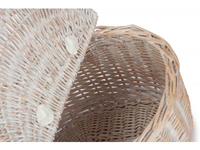Basket, WHITE WASH FINISH OVAL PICNIC - UNLINED
