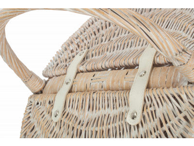 Basket, WHITE WASH FINISH OVAL PICNIC - UNLINED