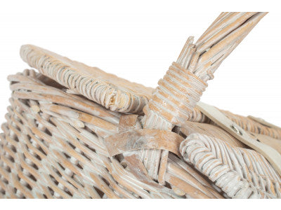 Basket, WHITE WASH FINISH OVAL PICNIC - UNLINED
