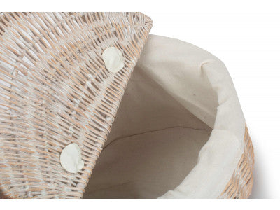 Basket, WHITE WASH FINISH OVAL PICNIC with WHITE LINING