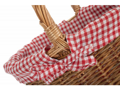 Basket, CHILD'S COUNTRY OVAL SHOPPER with RED & WHITE CHECKED LINING