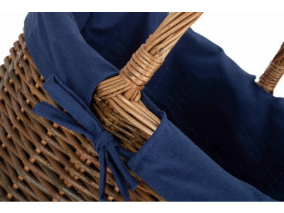 Basket, COUNTRY OVAL SHOPPER with NAVY BLUE LINING