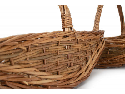 Basket, Set of 2 UNPEELED WILLOW GARDEN TRUG
