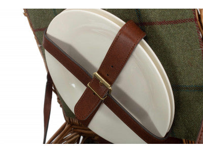 Basket, 2 PERSON GREEN TWEED DOUBLE LIDDED HAMPER