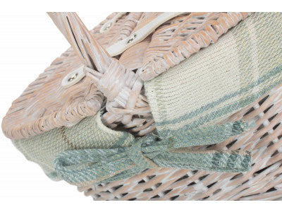 Basket, CHILD'S WHITE WASH LIDDED HAMPER with CREAM TARTAN LINING