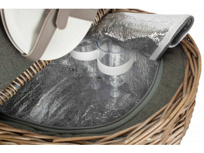 Basket, OVAL 2 PERSON GREY SAGE TWEED FITTED HAMPER