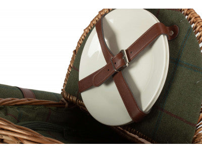 Basket, OVAL 2 PERSON GREEN TWEED FITTED HAMPER