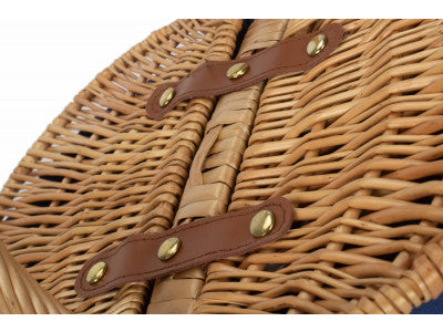 Basket, CHILD'S OVAL LIDDED HAMPER with NAVY BLUE LINING