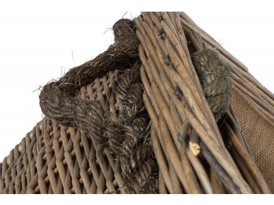 Basket, SET 2 RECTANGULAR ROPE HANDLED LOG BASKETS