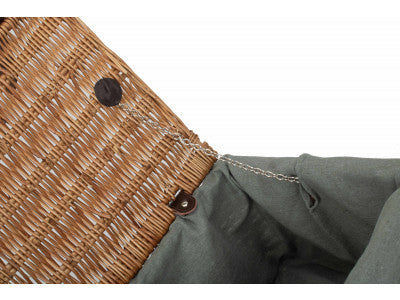 "Basket, 16" DOUBLE STEAMED HAMPER with GREY SAGE LINING"