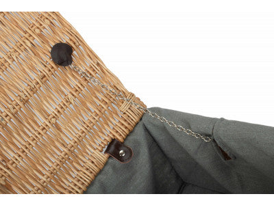 "Basket, 18" BUFF HAMPER WITH GREY SAGE LINING"