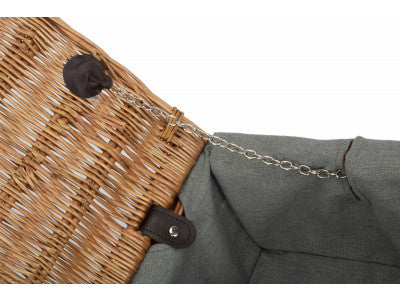 "Basket, 14" DOUBLE STEAMED HAMPER with GREY SAGE LINING"