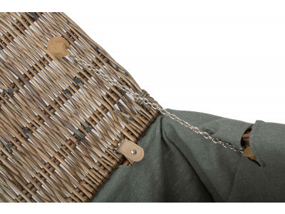 "Basket, 20" ANTIQUE WASH HAMPER with GREY SAGE LINING"