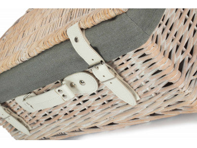 "Basket, 18" WHITE HAMPER with GREY SAGE LINING"