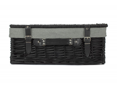 "Basket, 18" BLACK HAMPER with GREY SAGE LINING"
