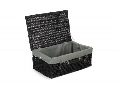 "Basket, 18" BLACK HAMPER with GREY SAGE LINING"