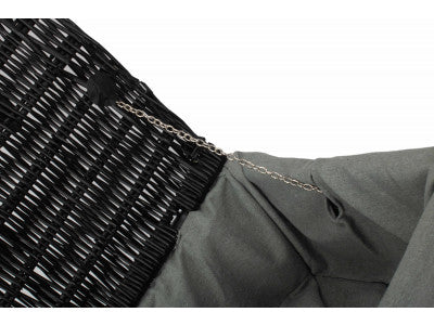 "Basket, 18" BLACK HAMPER with GREY SAGE LINING"