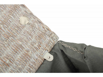 "Basket, 16" WHITE HAMPER with GREY SAGE LINING"