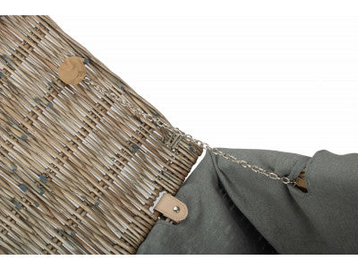 "Basket, 22" ANTIQUE WASH HAMPER with GREY SAGE LINING"