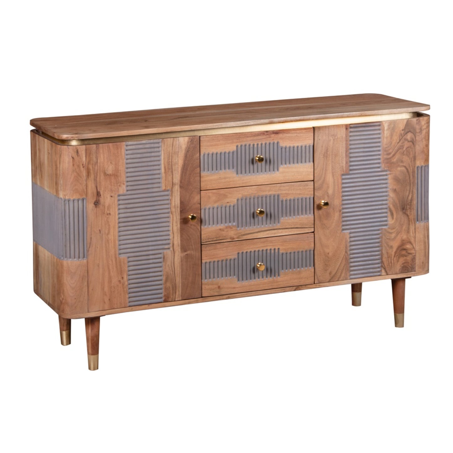 Acacia Wood 2 Doors 3 Drawers Sideboard