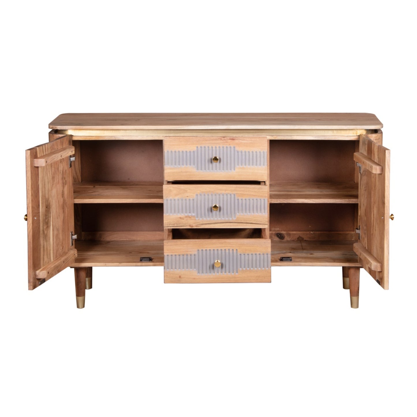 Acacia Wood 2 Doors 3 Drawers Sideboard